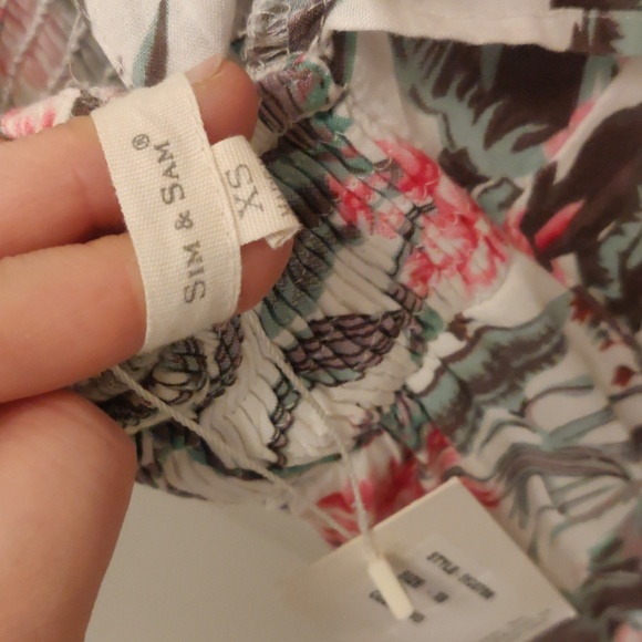 Sim & Sam Womens XS Pink Grey Green Tropical Smocked Lined Maxi Dress - Picture 6 of 8